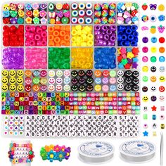 PRICES MAY VARY. Rich Combination: You will get 930pcs beads in total, 90ps polymer clay beads, 160pcs pony beads, 25pcs arylic star beads, 150pcs face beads, 250pcs Square letter Beads, 230pcs round letter beads and 25pcs heart beads. The beading set is also equipped with one roll of 5m crystal elastic strings and a pair of tweezers, which can meet all your needs for DIY jewelry production! Various Designs of Colorful Beads：All beads styles are carefully selected and assembled by us, including Friendship Bracelet Kit, Flower Polymer Clay, Bracelet Making Kit, Making Friendship Bracelets, Art Perle, Diy Armband, Tanah Liat, Jewelry Making Kits, Alphabet Beads