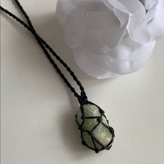 Brand New Handmade Wrapped Crystal Pendant Necklace From Local Nj Artist Handmade Stone Necklace, Wrapped Crystal Necklace, Mood Stone, Wrapped Crystal, Crystal Pendant Necklace, Crystal Necklace Pendant, Green Crystals, Deep Green, Crystal Pendant