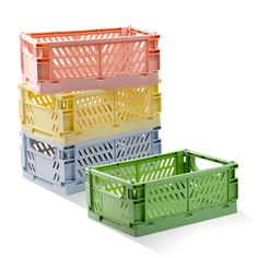 PRICES MAY VARY. 【Pastel Crates Size】4pcs pastel plastic basket, 4 different colors: pink, green, cream and light blue；Expanded size: 9.8*6.5*3.8 inch，folding size: 9.8*6.5*1.0 inch. Tip: Please read the item size carefully before purchasing！ 【Folding Crates Storage 】Foldable, stackable, easy to use and space-saving, perfect for storing all kinds of small items such as pens, post-it notes, tape, nail polish, small makeup, toiletries and spare charging cables etc. 【Applicable Scene】Suitable for o Pastel Crates, Crates For Storage, Classroom Bathroom, Small Storage Containers, Storage Bins Organization, Stackable Bins, Desktop Drawers, Plastic Crates, Organized Desk Drawers