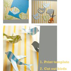 the instructions for how to make an origami bird with scissors and paper strips