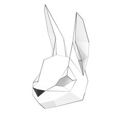 an origami rabbit head is shown in black and white, as if it were made out of paper