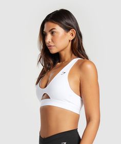 Gymshark Peek A Boo Sports Bra - White Gymshark Bras, White Sports Bra, Birthday List, Student Discounts, Peek A Boo, Back Design, Sports Bras, Sports Bra, Cut Out