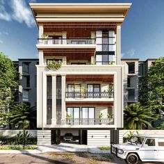 an artist's rendering of a two - story apartment building with balconies