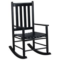 a black rocking chair on a white background