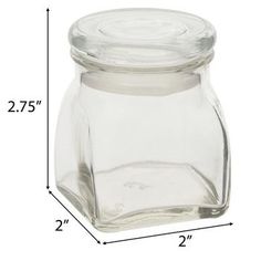 a glass jar is shown with measurements