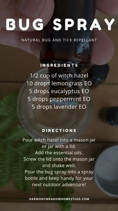 This homemade natural bug and tick spray is super fast and easy to whip up before heading out camping, hiking or fishing. Diy Peppermint Oil Bug Spray, Homemade Bug Spray Essential Oils, Young Living Bug Spray Recipe, Doterra Bug Spray Recipe, All Natural Bug Repellent, Natural Mosquito Repellent For Skin, Natural Bug Repellent For Skin, Home Made Bug Spray, Bug Spray Essential Oils