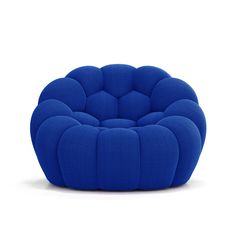 a blue chair that is shaped like a flower on the back of it's head