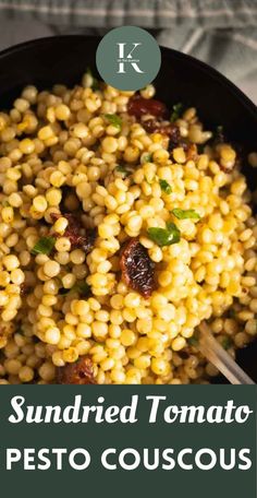 a skillet filled with corn and topped with bacon