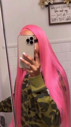 Birthday Outfit With Pink Hair, Pink Bussdown Wig, Pink Closure Wig, Pink Straight Lace Front Wig, Pink Closure Sew In, Pink Weave Hairstyles Black Women, Cute Lace Front Wigs Color, Pink Front Lace Wig, Pink Lace Front Hairstyles