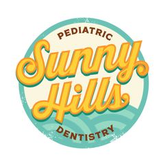 the logo for pediatric sunny hills dentals, which is located in an old - fashioned circle