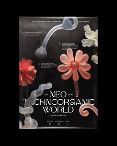 the book cover for neo - organic world, with flowers and swirls on it