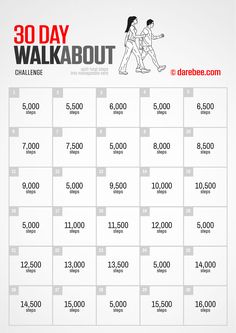 the 30 day walkabout workout plan is shown in red and white with numbers on it