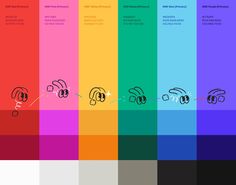 an image of different colors in the same color scheme, each with their own hand gestures