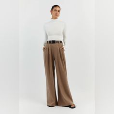 Nwt Dissh “Harley Latte Wool Blend Pant” Size Us 12 White Linen Pants Women, Brown Linen Pants, Adidas Tech, Silk Wide Leg Pants, Straight Leg Khakis, White Linen Pants, Wide Trousers, Black Cargo Pants, Tactical Pants