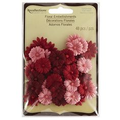 red and pink flower embellishments, pack of 40 pieces - image 1