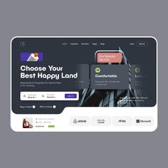 the landing page for an app that is designed to look like a building