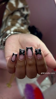 Short Black Set Nails, Black Birthday Nails Short, Short Black Duck Nails, Black And Grey Nails Designs, Black Gel X Nails, Black Sparkle Nails Acrylic, Black Freestyle Nails, Emo Nails Acrylic, Black Junk Nails