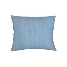 a blue pillow on a white background