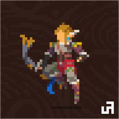 an old pixel art style video game character