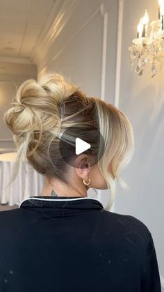 Corinne Bridal Hairstylist on Instagram Long Hair Wedding Updo Bridesmaid, Cool Bridesmaid Hair, No Part Updo, Updo Inspo Long Hair, Easy Party Updo, Messy High Updo Wedding, Halter Bridesmaid Dress Hairstyle, Event Updo Hairstyle, Bridesmaid Loose Updo