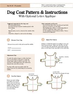 the instructions for how to make an origami dog coat pattern and instructions on how to