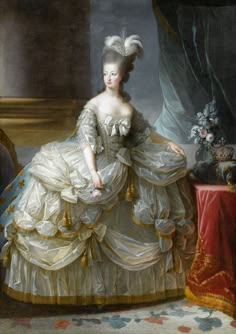 a painting of a woman in a white dress