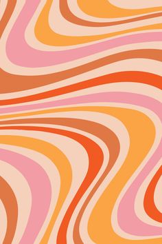 an orange and pink background with wavy lines