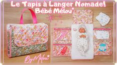 an image of a baby bag and diaper set with the words le tapis a langer nomade bebe melou