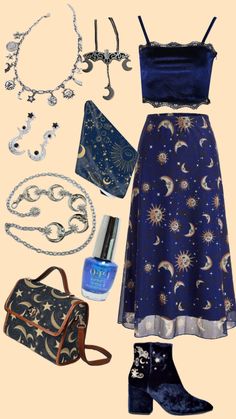 Outfit Shuffles, Space Outfit, Witch Fashion, Witchy Fashion, Blue Space, Witch Outfit, Whimsical Fashion