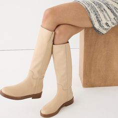 Berkeley Riding Boots In Leather Item Bk471 Size: 6h Medium Color: Macadamia Tan Riding Boots, J Crew Boots, Tall Brown Leather Boots, Stacked Heel Boots, Black Leather Riding Boots, Clog Boots, Brown Leather Ankle Boots, High Leather Boots, Tall Riding Boots