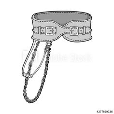 a drawing of a leather belt with ropes on the side and two buckles attached to it