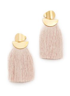 Fringe Earrings Jewelry Lizzie Fortunato, Blush Gold, Pink Tassel, Textile Jewelry, Earrings Pink, Tassel Fringe, Brass Jewelry, Fringe Earrings, Tassel Earrings