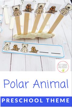 polar animal preschool theme with pops sticks