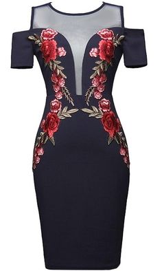 Dolce Vita Dress: Features a plunging illusion neckline, cold-shoulder cut teamed with tight cap sleeves, spellbinding geometric floral patch trailing down the sides, and an exposed rear zipper to finish. Cutout Dresses, Bachelorette Party Dress, Bandage Dresses, Floral Patches, Causal Outfits, Illusion Neckline, Shoulder Cut, Holiday Style, Cutout Dress