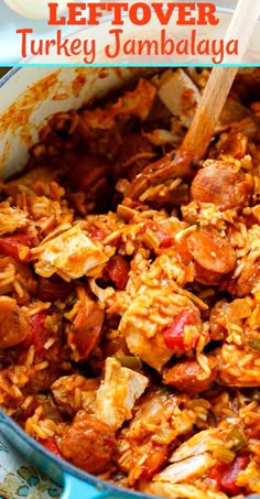 a close up of food in a pan on a table