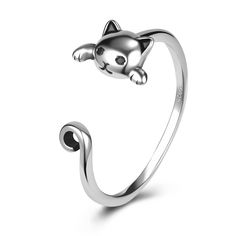 PRICES MAY VARY. ADJUSTABLE STERLING SILVER RINGS: the size of this sterling silver adjustable ring can be adjusted slightly from 6 to 9, then better to easily to expand or shrink to fit your finger. HIGH QUALITY MATERIAL: these lovely cat rings made of high quality 925 sterling silver, which is nickel-free, lead-free, cadmium-free and hypoallergenic. CAT OPEN RING STYLE: these cute cat paw print ring could bring you a warm feeling, wearing this cute cat rings on your finger, you will feel your Cat Rings, Silver Cat Ring, Paw Print Ring, Paw Ring, Cat Paw Print, Lovely Cat, Sterling Silver Cat, Cat Ring, Silver Cat