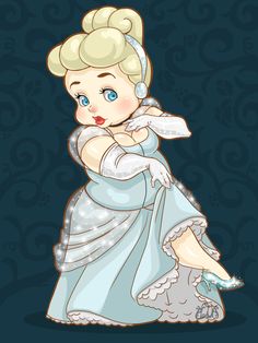 an image of a cartoon character with blue eyes and blonde hair, in a dress