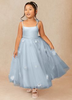 Flower Girl Dresses Blue, March Wedding, Girls Blue Dress, Ankle Length Skirt, Ankle Length Dress, Flower Girl Dresses Tulle, Birthday Party Dress, Cheap Prom Dresses, Wedding Bridesmaid Dresses