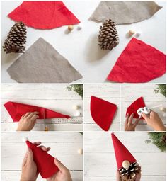 how to make a gnome hat out of felt and pineconis for christmas decorations