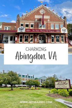 an old building with the words charming ablingdon, va in front of it