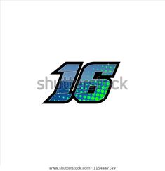 the letter j is made up of blue and green dots with black letters on white background