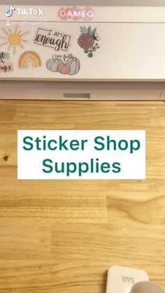 the sticker shop supplies are on display in front of a computer screen and mouse