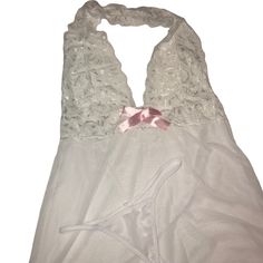 Nwot Pink And White Nightie Stretchy M/L Halter Mini Perfect Inexpensive Honeymoon Lingerie Please Be Fair And Remember That Posh Takes A Minimum Of $3 Dollars, Or 20%, Plus Sellers Have Cost Of Goods, Taxes, Packaging Materials, And A Shipping Discount, Etc So Insanely Lowball Offers Are Not Recommended. I Do Offer An Automatic 20% Discount For Bundles Of 2 Or More Items. Thank You For Understanding! (T12) Flirty White Sleepwear For Loungewear, White V-neck Coquette Sleepwear, White Sheer Nightgown, Sheer White Nightgown For Parties, White Lace Chemise For Bedtime, White Lace Trim Nightgown For Party, White Lace Trim Party Nightgown, Feminine White Sheer Chemise, Fitted White Chemise For Wedding Night