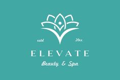 the logo for elevate beauty and spa, which is located in front of a blue