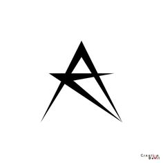 a black and white image of a star with the letter a in it's center