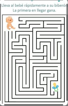 a maze game with a baby in the center and an animal on it's side