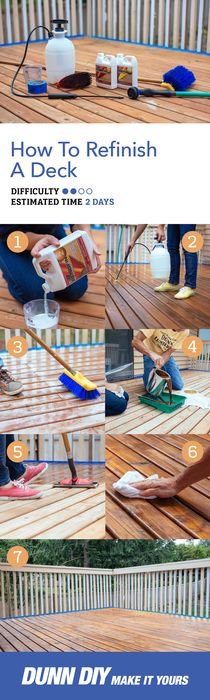 the instructions for how to refinish a deck