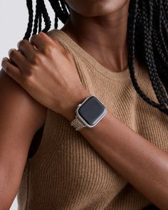 Enhance your Apple Watch with a touch of luxury—introducing the Stainless Steel & Pave Bracelet Apple Watch Band. Meticulously crafted from durable stainless steel with a scratch-resistant finish, this band is plated in 18K gold and adorned with pave-set Bracelet Apple Watch Band, Apple Watch Stainless Steel, Girls Night Crafts, Apple Watch Bands Women, Pave Bracelet, Bracelet Apple Watch, Black Apple, Garmin Forerunner, Apple Watch Band