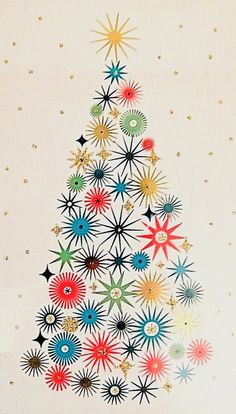 a colorful christmas tree with stars on it