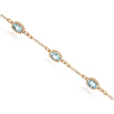 Enchanted Rose: Royal 14K Rose Gold Aquamarine & Diamond Bracelet Elegant Blue Topaz Bracelet, Elegant Gold Bracelets With Blue Topaz, Elegant Aquamarine Bracelet Jewelry, Elegant Blue Aquamarine Bracelets, Elegant Gold Aquamarine Bracelet, Elegant Blue Topaz Bracelets For Weddings, Ethereal Centerpiece, Aquamarine Color, Enchanted Rose